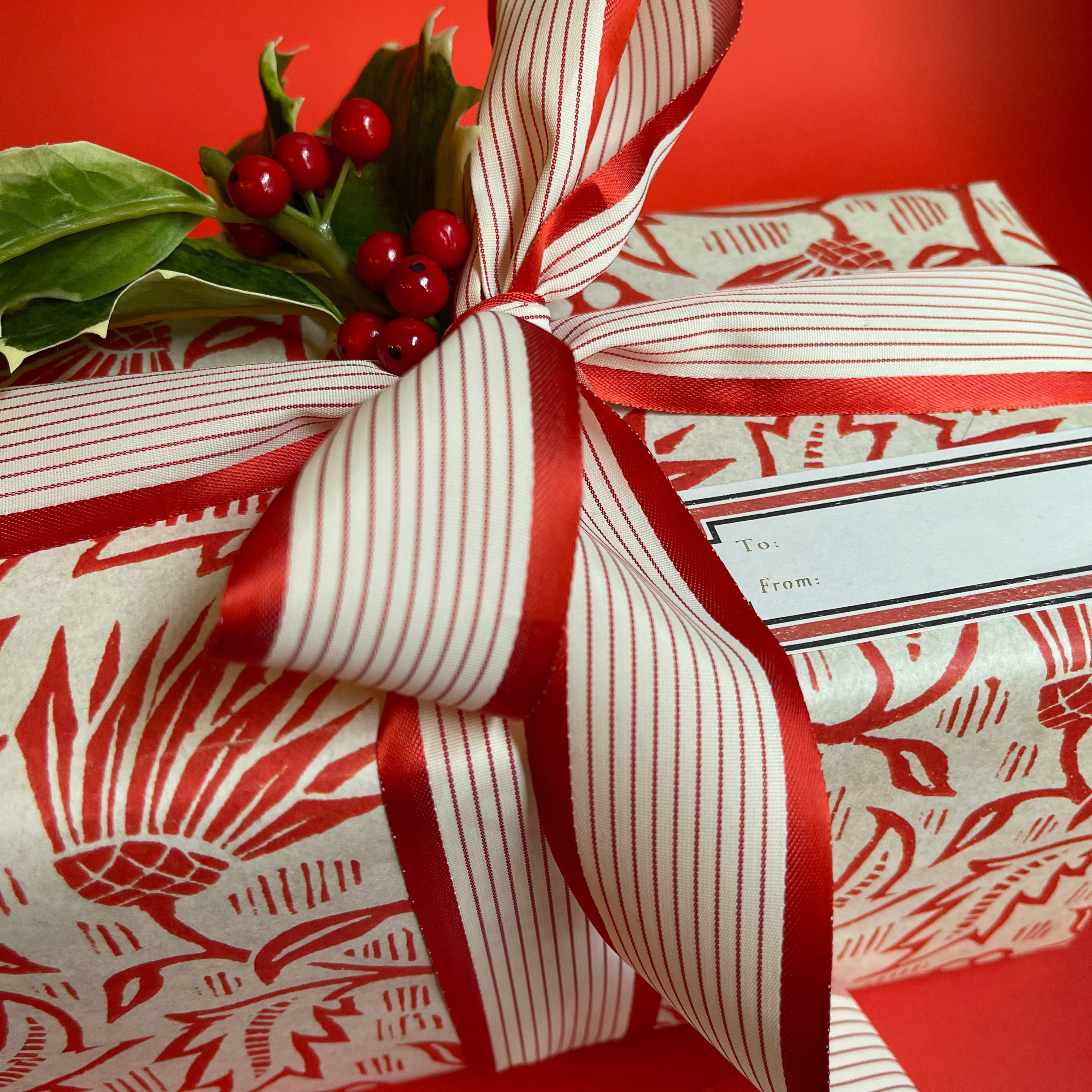 Poinsettia continuous wrapping paper roll