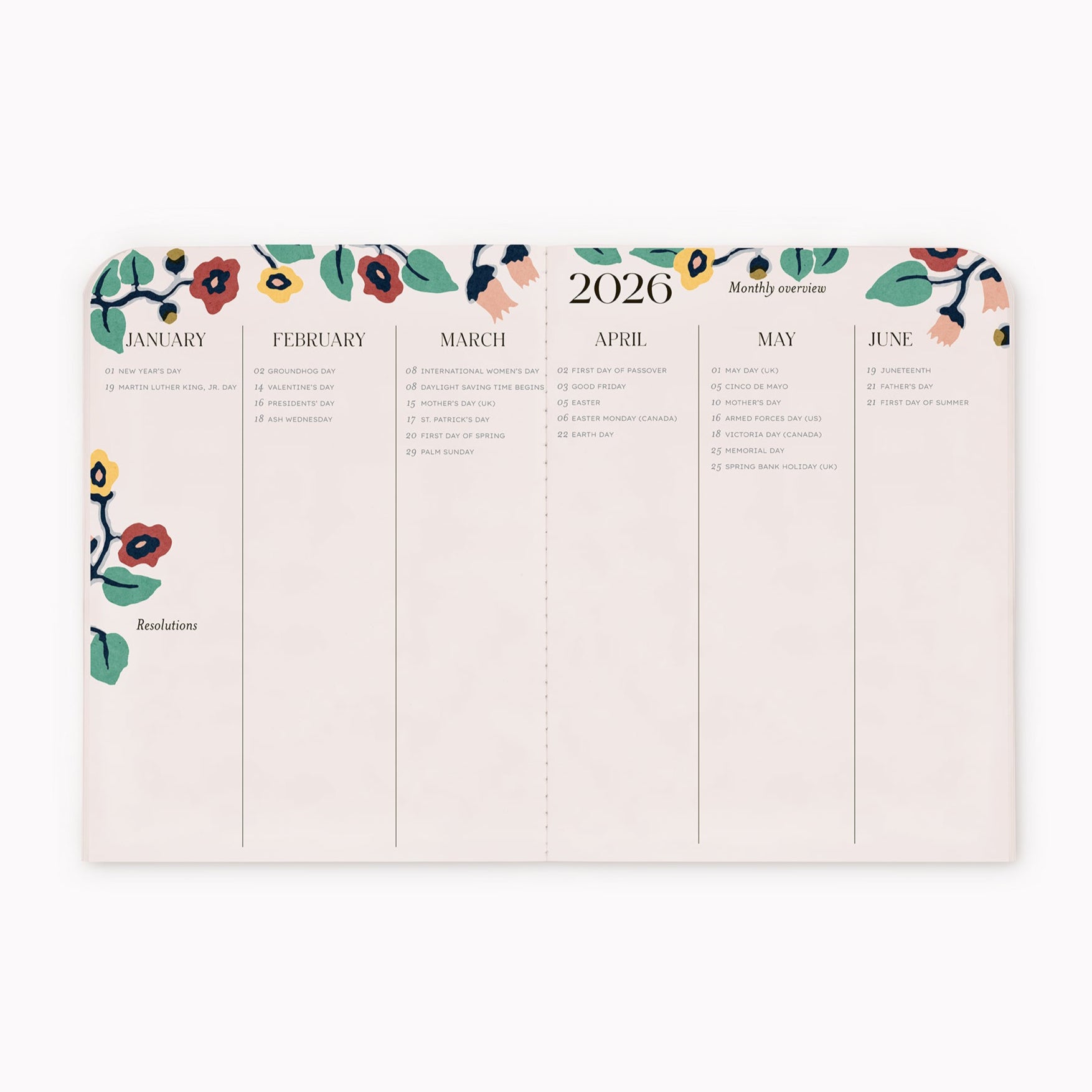 Bloomsbury 2026 Monthly Agenda